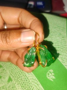 Raw Emerald Drop Earrings