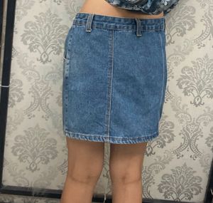 Blue Denim Button-Up Skirt