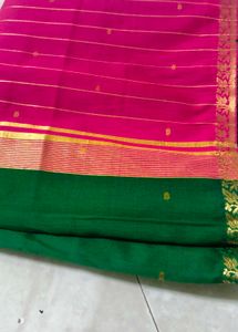 Zari Green Saree with Pink Pallu