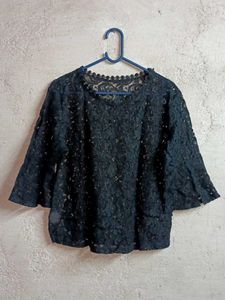 Trendy See-through Lace Top Black 🖤