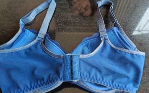 Blue Colour Net/Lightly Padded Bra.