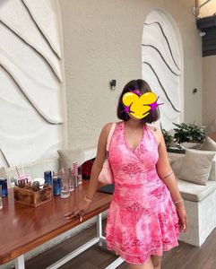Pretty Pink Halter Neck Dress