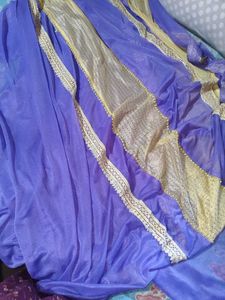 Beautiful Purple Saree with Golden Border