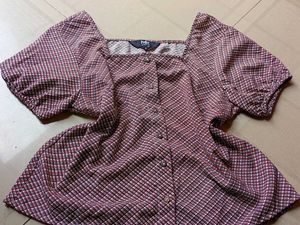 Chic Plaid Puff Sleeve Top