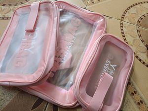 Set of 3 Pink Travel Bags
