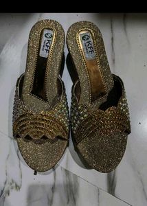 Sparkling Gold Embellished Heels combo
