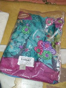 Purple Floral Saree with Gold Border