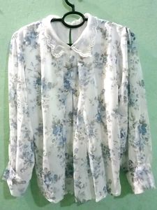 Floral Print Sheer Blouse