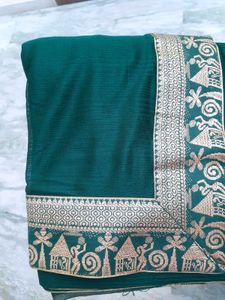 Temple Border Lycra Blend, Chiffon Saree