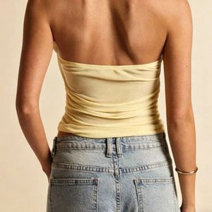 Sheer Yellow Floral Embellished Top