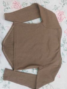 Brown Long Sleeve Corset Top