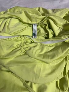 Lime Green🍋‍🟩 Ruched Maxi Dress with Slit