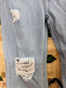 Light Wash Distressed Wide Leg Jeans