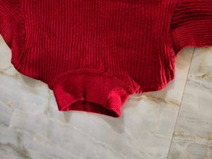 Red Ribbed Knit Top