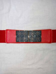 Red Elastic Waist Belt