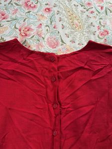 Red Ethnic Kurta with Bell Sleeves