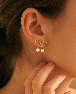 Cute Bow Pearl Earrings