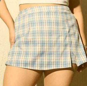 blue plaid skort