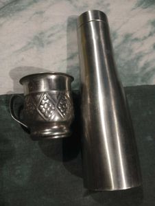 Combo Vintage Stainles Steel Water Bottle &amp; Mug S