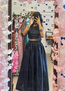 Stylish Navy Blue Crop Top & Skirt Set