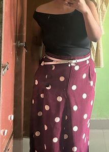 Stylish Polka Dot long skirt with black top