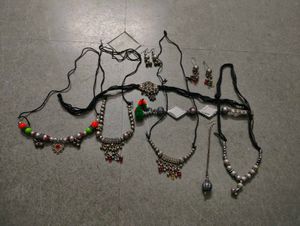 Ethnic Silver Necklace & Earring Set