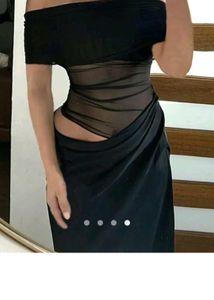 savana Black bodycon sheer dress