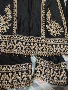 Elegant Black Kurta Set with Gold Embroidery