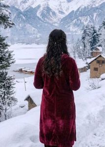 Maroon Velvet Kurta Set