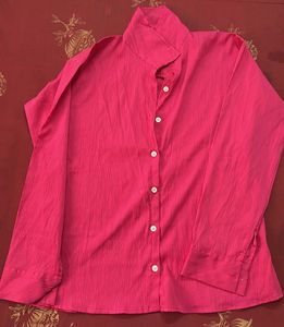Hot pink Textured Button-Up Shirt
