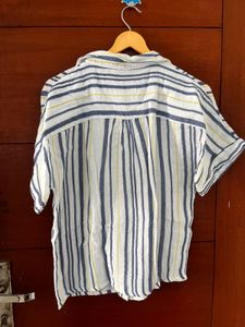 Westside Striped Button-Up Short Sleeve Top
