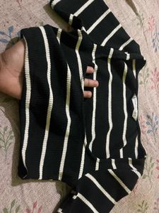 Striped Black Crop Top