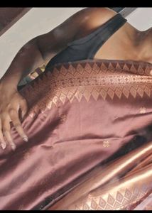 Beautiful Brown Saree with blouse pc