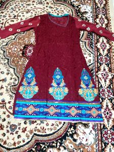 coffee brown Embroidered suit set