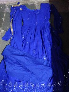Royal Blue Anarkali Kurta Set