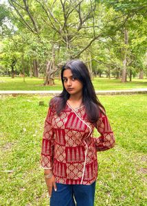 Red Ethnic Print Kurta