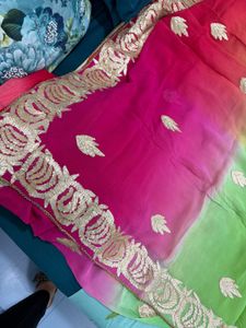 Vibrant Ombre Saree with Embellished Blouse