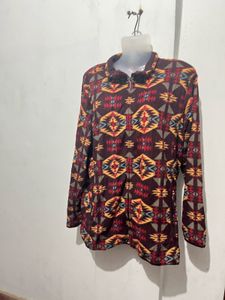 Cozy Aztec Print Fleece Jacket