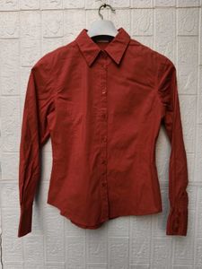 Korean Pintrest Chic Burgundy Button-Up Shirt