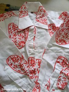 Women's White Shirt with Red Heart Print