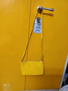 Bright Yellow Croc-Embossed Shoulder Bag