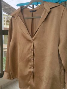 Elegant Satin Button-Up Shirt