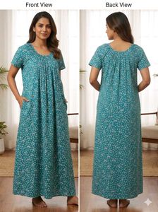 Teal Floral Print Nightgown