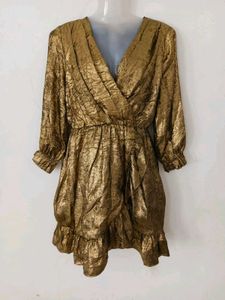 Stunning Gold Metallic Wrap Dress