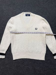 Cream Cable Knit V-Neck Sweater