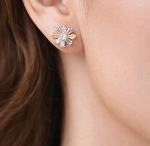 Sparkling Gemstone Flower Earrings