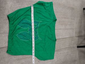 Lime Green Sparkly Crop Top combo