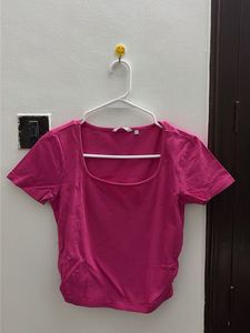 Vibrant Pink Square Neck Top