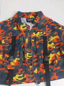 unisex militry print cropped jacket /coat