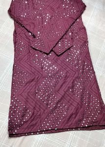 BURGUNDY MIRROR WORK KURTA